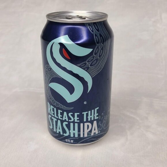 Hop Valley Release Stash IPA Seattle Kraken Empty Beer Can Bottom Opened 12oz - Picture 3 of 9
